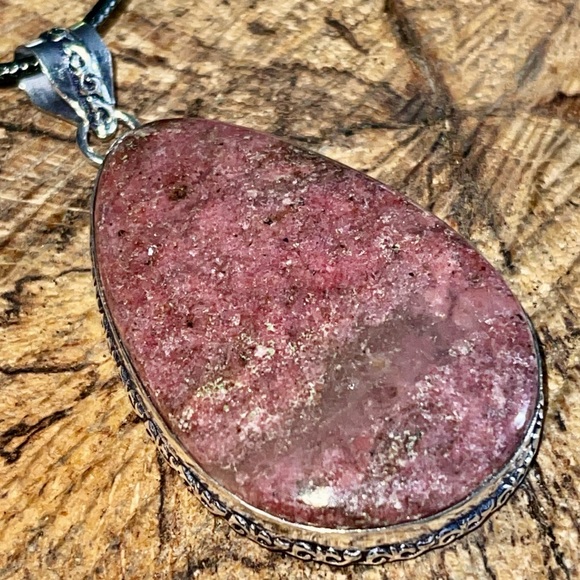 Chunky Rhodonite Pendant 2 1/2” - Picture 8 of 13